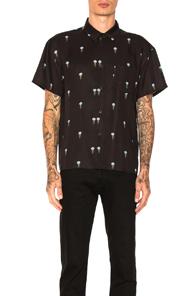 John Elliott Bowling Shirt In Abstract,black,blue