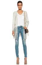 Theperfext Christy Fringe Leather Jacket In Neutrals