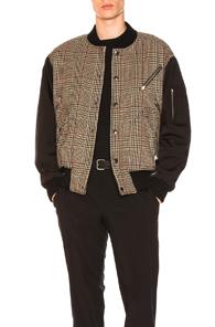 Stella Mccartney Bomber Jacket In Black,checkered & Plaid