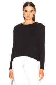 Enza Costa Cashmere Shoulder Lace Up Top In Black