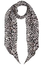 Roberto Cavalli Printed Light Satin Scarf In Animal Print,white