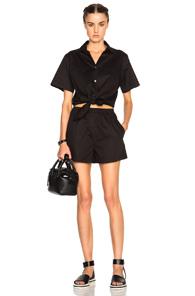 T By Alexander Wang Poplin Tie Romper In Black