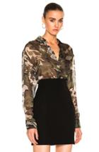 Alexandre Vauthier Button Up Blouse In Abstract,green,neutrals