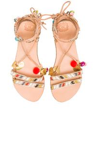 Elina Linardaki Stardust Leather Sandals In Metallics,neutrals