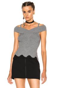 Alexander Wang Ribbed Knit Cropped Tank In Gray