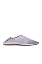 Acne Studios Leather Amina Space Flats In Metallics