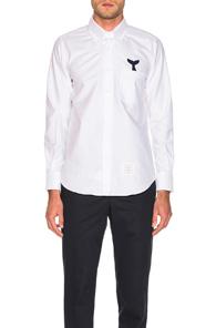 Thom Browne Straight Fit Button Shirt In White