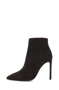 Saint Laurent Paris Suede Pointed Booties In Black