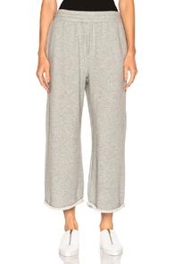 T By Alexander Wang French Terry Cropped Wide Leg Sweatpants In Gray