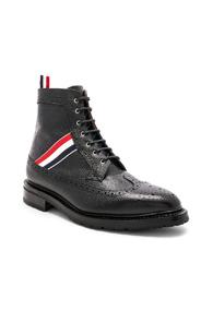 Thom Browne Pebble Grain Longwing Boots In Black