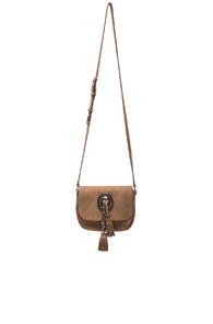 Saint Laurent Small Suede Kim Satchel In Neutrals,brown