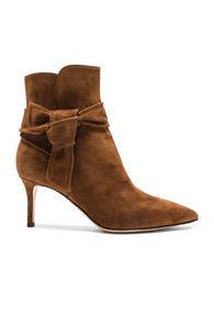 Gianvito Rossi Suede Bow Booties In Brown