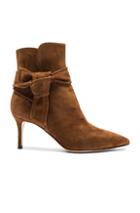 Gianvito Rossi Suede Bow Booties In Brown