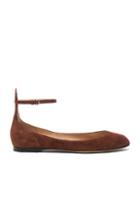 Valentino Suede Tan-go Flats In Brown