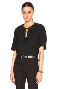 3.1 Phillip Lim Bohemian Metal Eyelet Top In Black