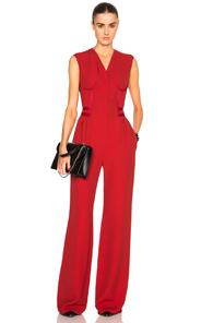 Maison Margiela Fluid Mixed Wool Jumpsuit In Red