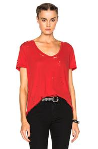 Unravel Vintage Destroyed Basic Tee In Red