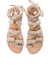 Elina Linardaki Ever After Leather Sandals In White,neutrals