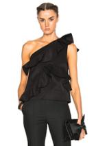 Msgm One Shoulder Ruffle Top In Black