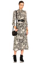 Saint Laurent 70s Floral Long Dress In Black,white,floral