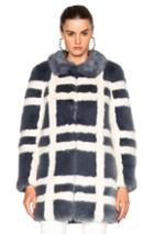 Shrimps Edith Faux Fur Coat In Blue,checkered & Plaid