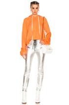 Unravel For Fwrd Cropped Oversized Sleeve Hoodie In Neon,orange