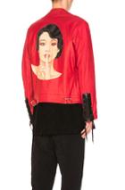 Yohji Yamamoto Standing Finger Leather Jacket In Red