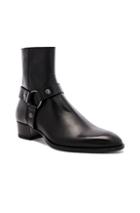 Saint Laurent Smooth Leather Wyatt 40 Harness Boot In Black