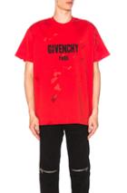 Givenchy Destroyed Effect Logo Tee In Red