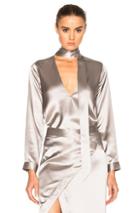 Michelle Mason Tie Neck Top In Metallics,gray