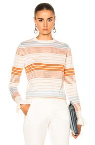 Stella Mccartney Crewneck Jumper In Orange,stripes,white
