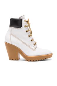 Maison Margiela Leather Lace Up Booties In White