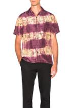 Lanvin Open Collar Bowling Shirt In Ombre & Tie Dye,purple,floral
