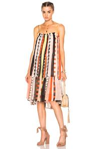 Apiece Apart Dafni Sweep Dress In Abstract,geometric Print,orange,yellow