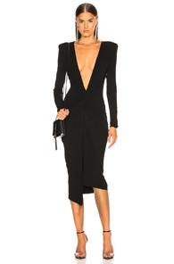 Alexandre Vauthier Jersey Wrap Midi Dress In Black