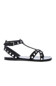 Saint Laurent Nu Pieds Studded Suede Sandals In Black