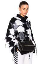 Stella Mccartney Large Volume Crewneck Sweater In White,black,checkered & Plaid