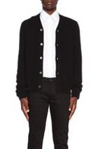 Comme Des Garcons Play Lambswool Cardigan With Small Black Emblem Sleeve In Black