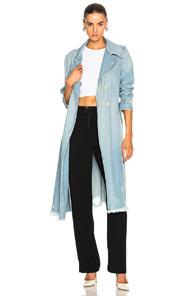 Frame Le Denim Trench Coat In Blue