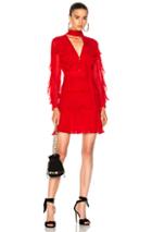Nicholas Tie Neck Ruffle Mini Dress In Red