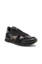 Valentino Rockstud Camouflage Sneakers In Black,abstract