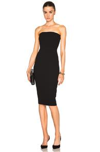Victoria Beckham Matte Crepe Corset Fitted Dress In Black