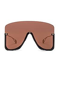 Gucci Shiny Big Sunglasses In Brown