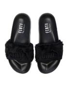 Fenty By Puma Leadcat Faux Fur Slide Sandals In Black