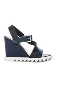 Jil Sander Leather Wedges In Black,blue