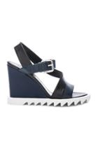 Jil Sander Leather Wedges In Black,blue