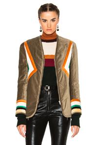 Isabel Marant Etoile Lalia Velvet Patch Jacket In Green,neutrals,geometric