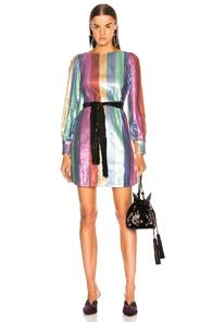 Rixo London Ava Dress In Blue,stripes,red,green