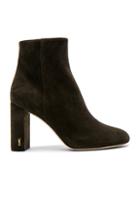 Saint Laurent Suede Loulou Pin Boots In Green