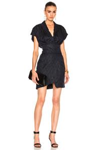 Alexandre Vauthier Pinstripe Dress In Blue,metallics,stripes
